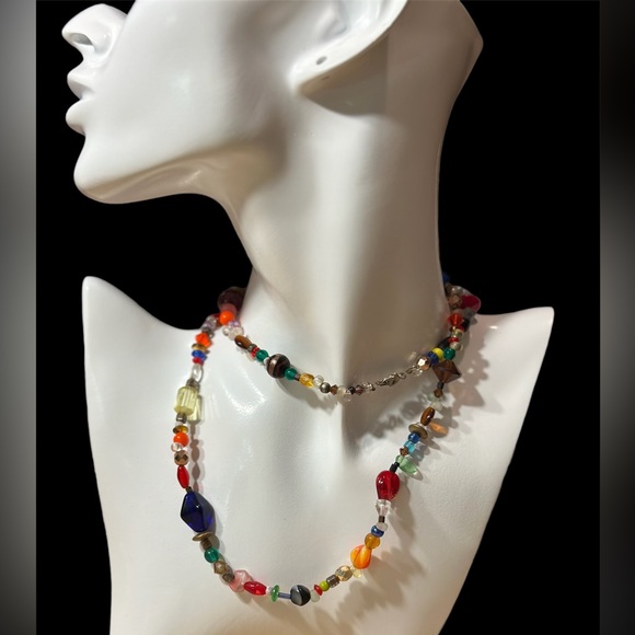 The sale is for two glass beaded necklaces, dangle style choker - Picture 5 of 6